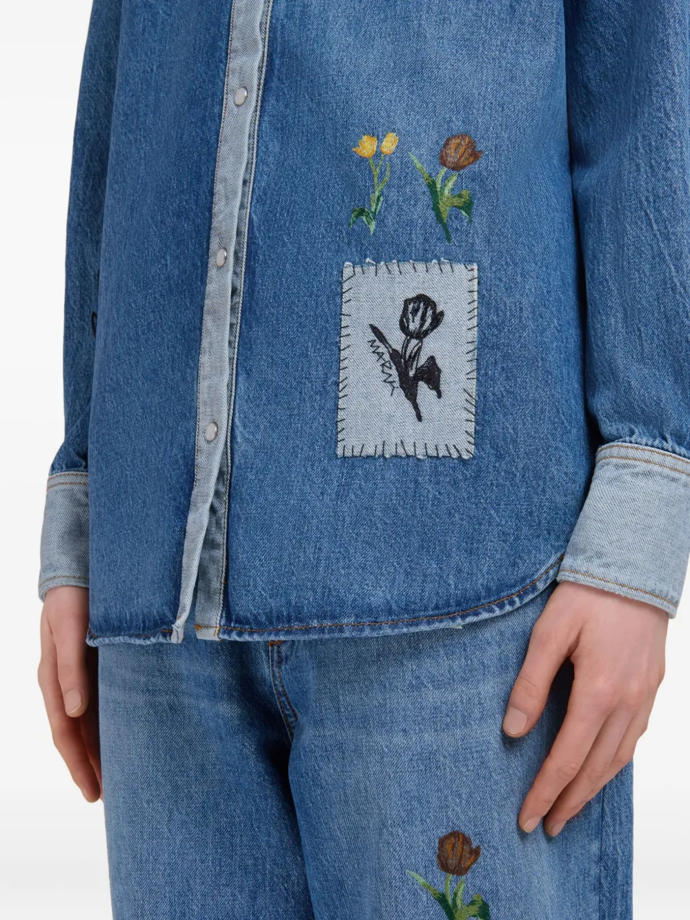 Marni Denim blouse met borduurwerk Blauw