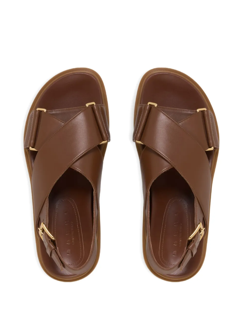 Marni cross-strap leather sandals Brown