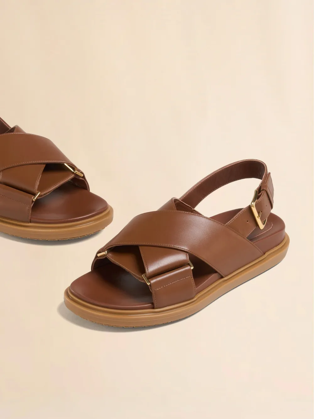 Marni cross-strap leather sandals Brown