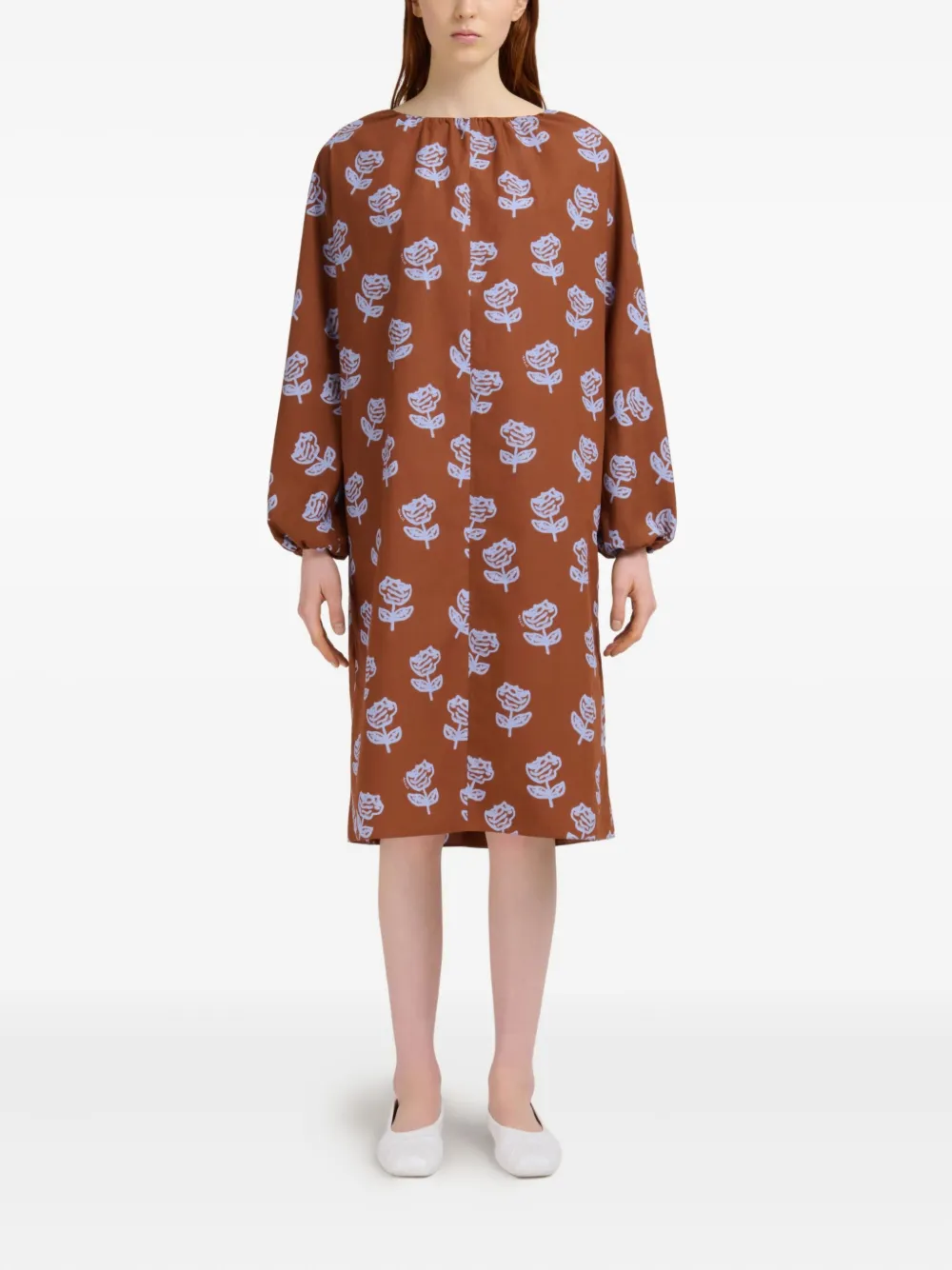 Marni floral-print long-sleeve dress - Rood