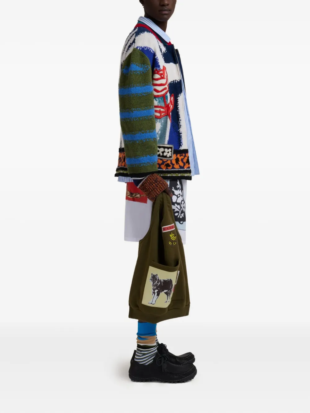 Marni Shopper met grafische print Groen