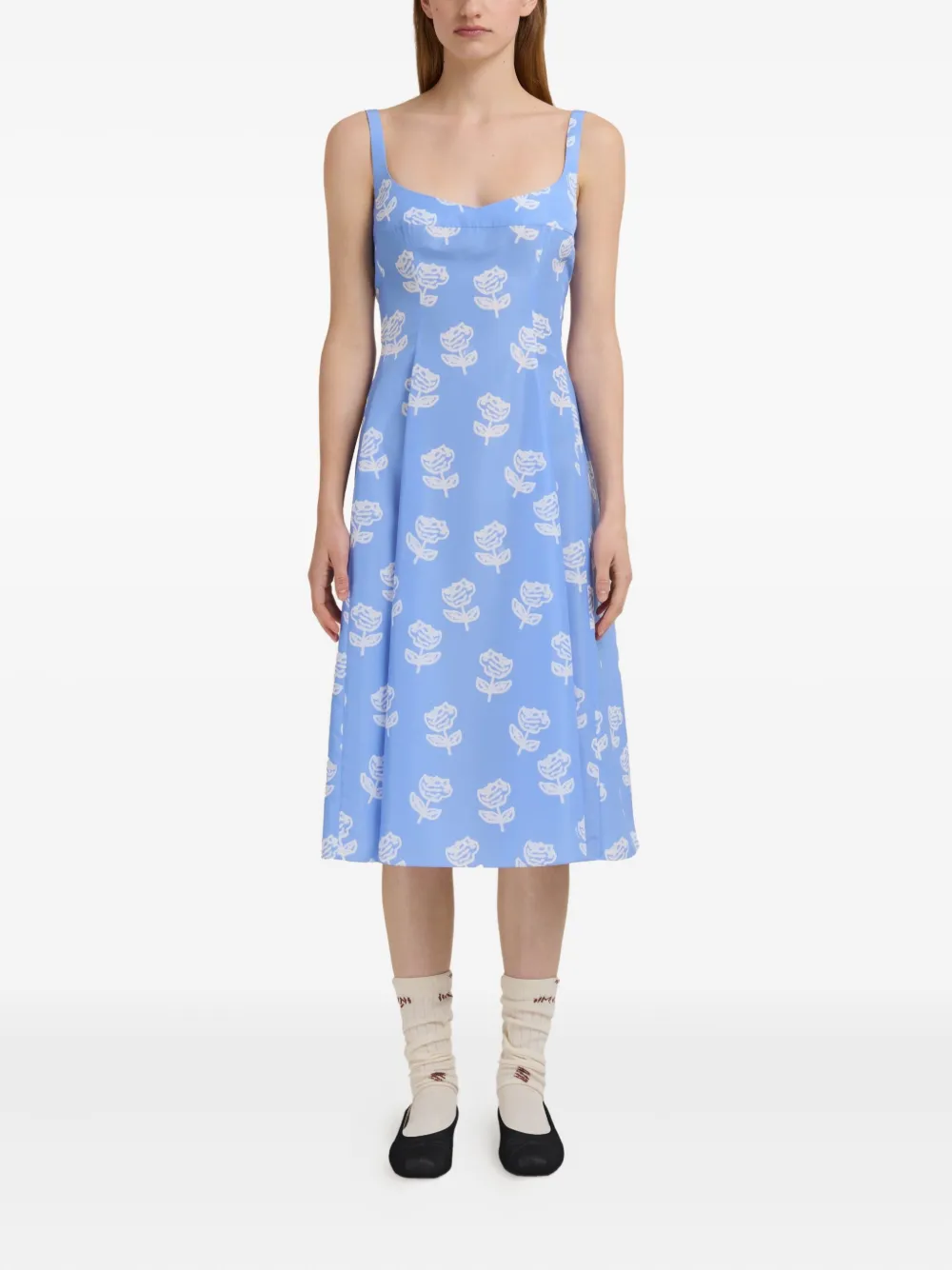 Marni Jurk met bloemenprint SRB50 blue