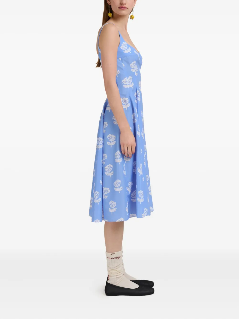 Marni Jurk met bloemenprint SRB50 blue