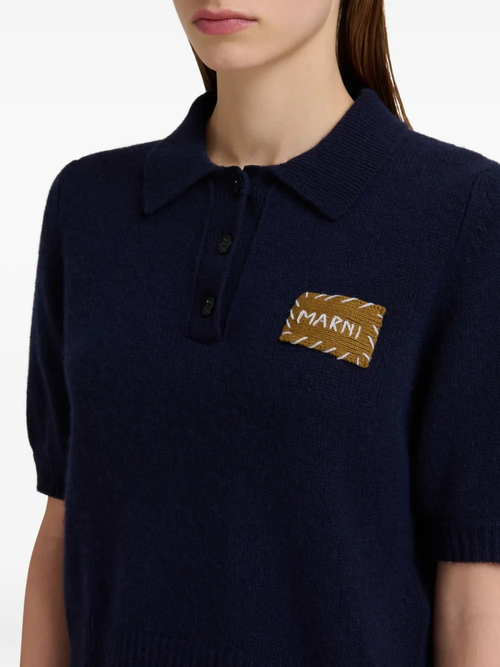 Marni Poloshirt met logopatch Blauw
