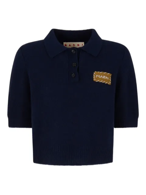 Marni logo-patch polo shirt