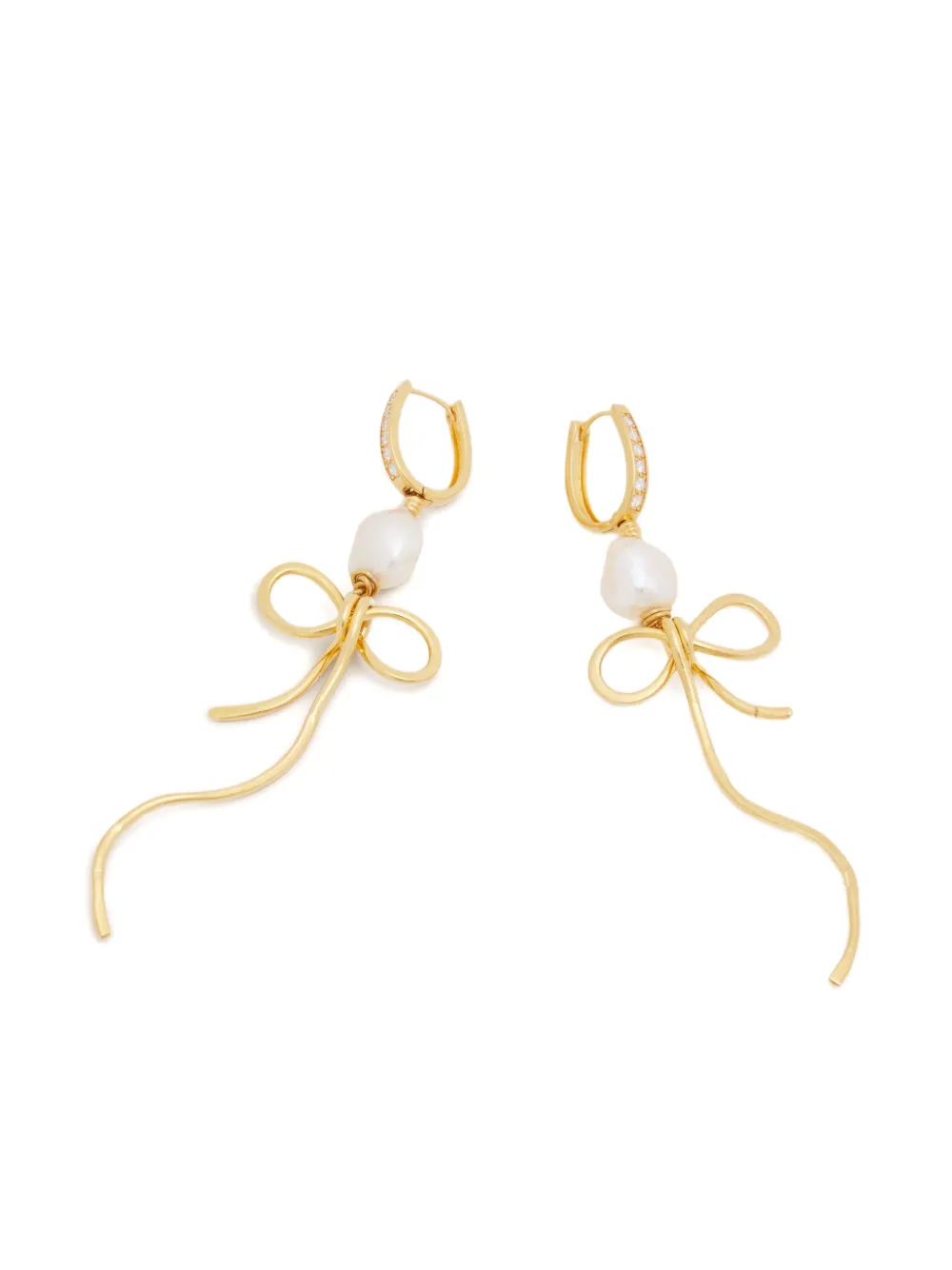 Marni Pearl Bow Drop Earrings In Gold