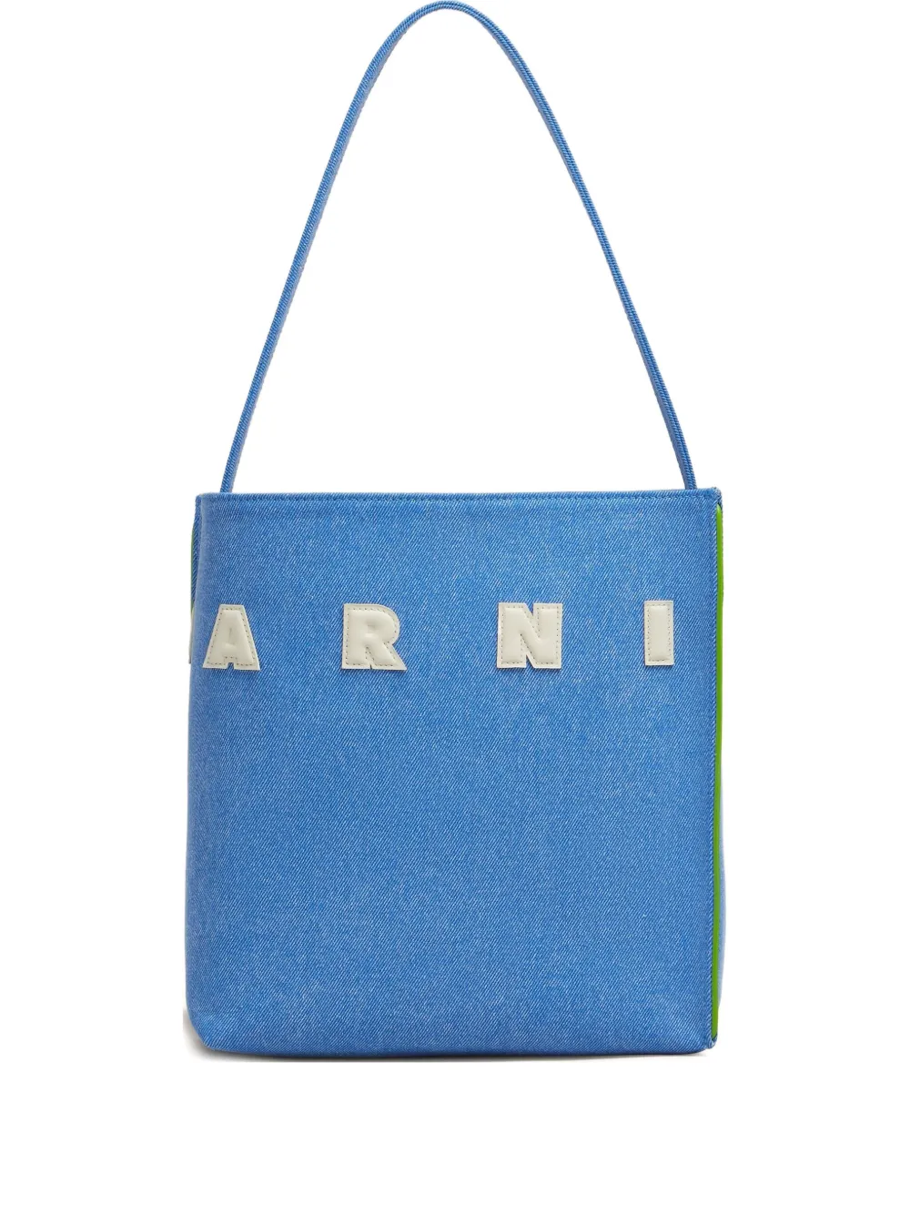 Marni ロゴパッチ ハンドバッグ - ブルー Marni ロゴパッチ ハンドバッグ - ブルー