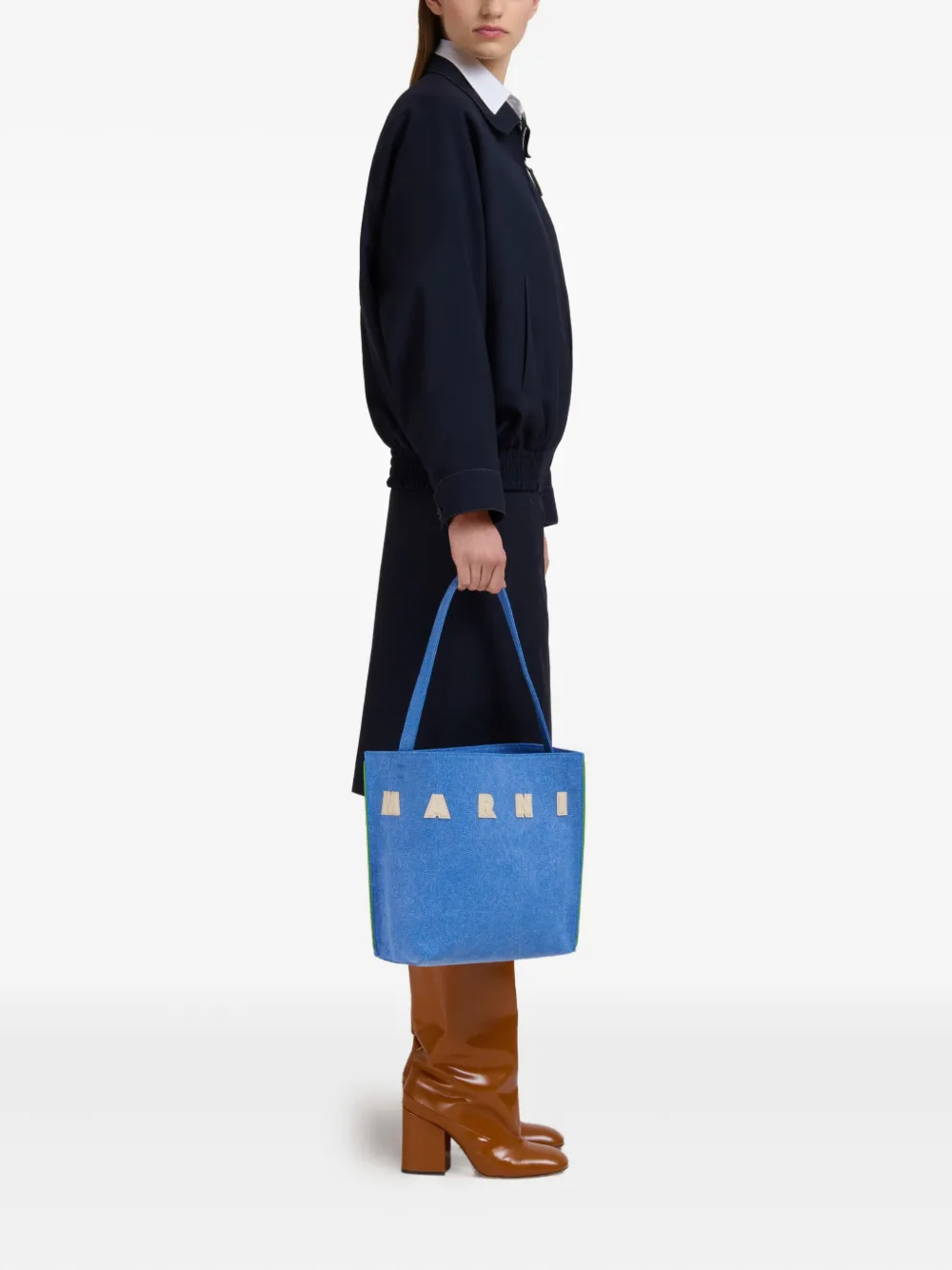 Marni Shopper met logopatch - Blauw