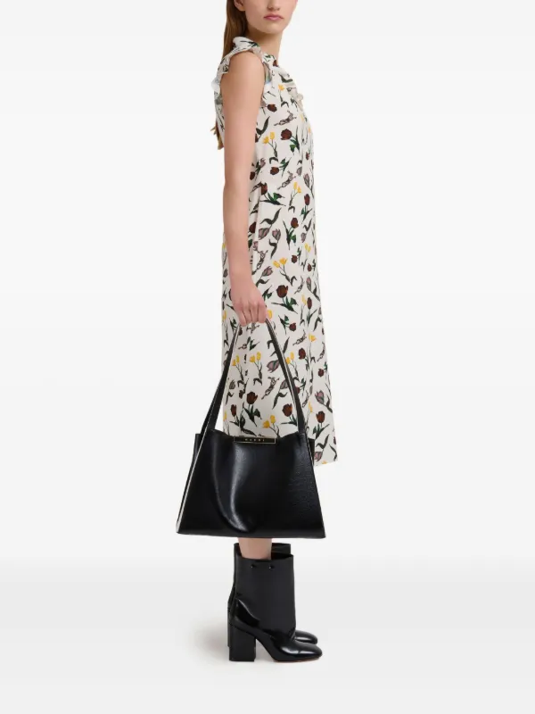 Marni Leather Cresta E/W Small Tote Bag | Black | FARFETCH