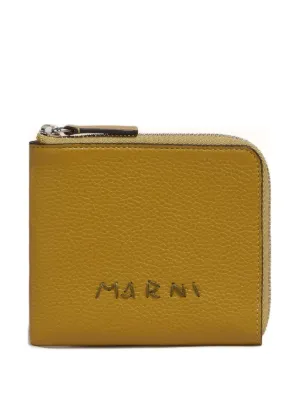 Marni Leather zip-around Wallet With mending-embroidery | Brown