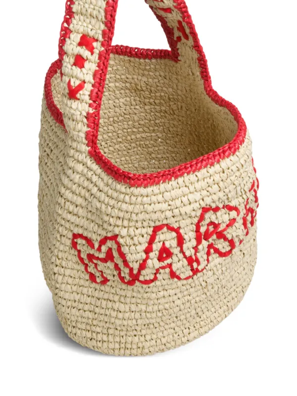 ショルダーバッグ・ポシェット Marni Raffia Small Nassa Shoulder Bag Natural raffia and blue Nassa small hobo bag | Marni