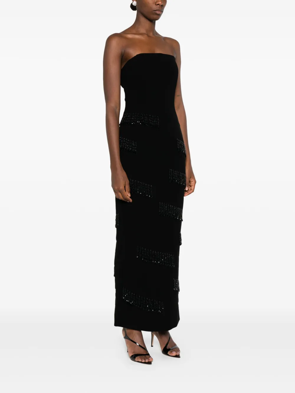 JEAN-LOUIS SABAJI Strapless jurk met kralen Zwart