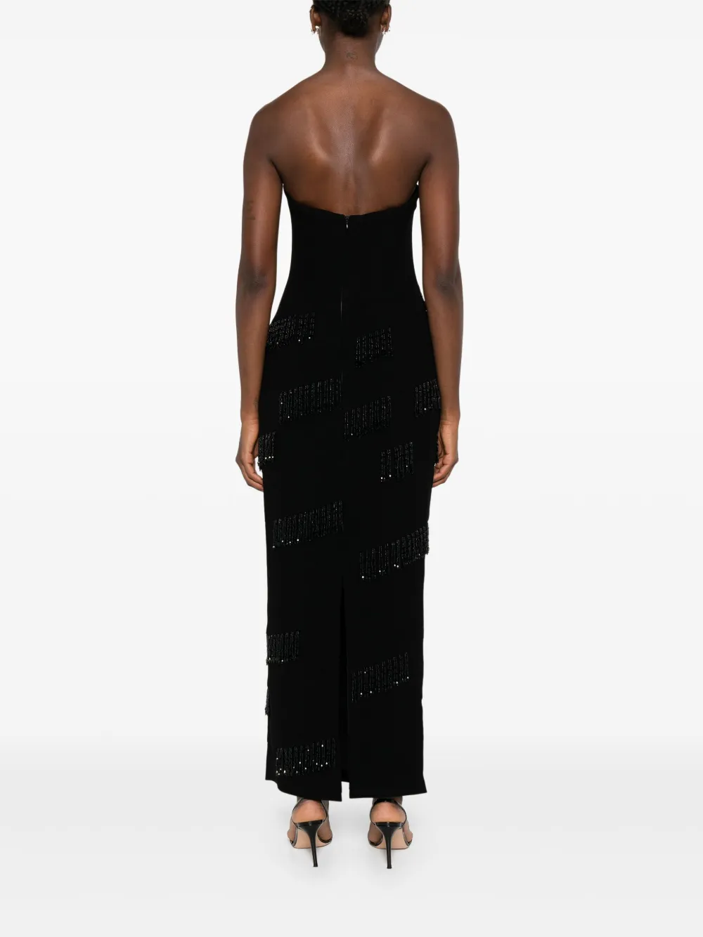 JEAN-LOUIS SABAJI Strapless jurk met kralen Zwart