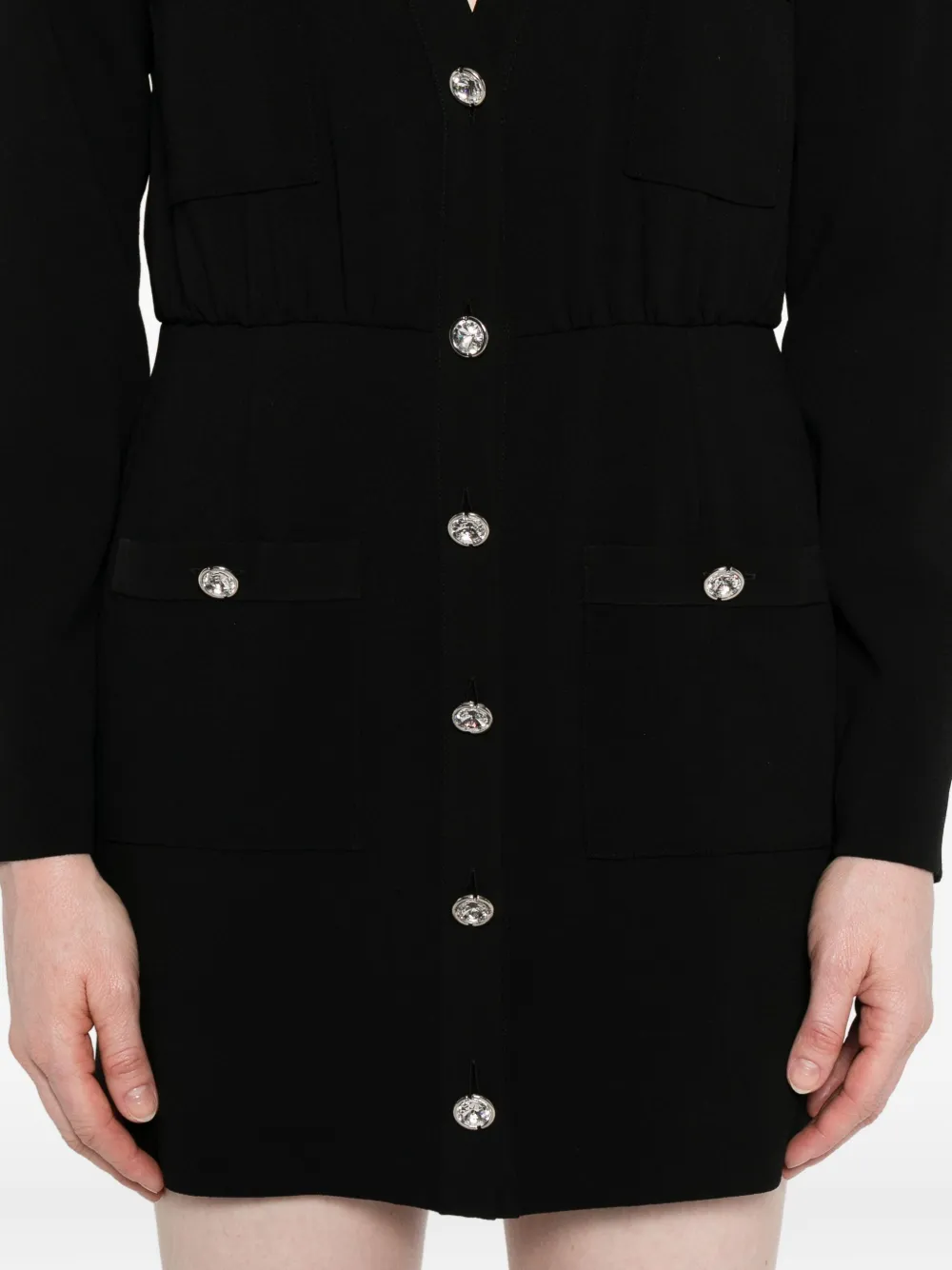 Alessandra Rich jewel-button multi-pocket dress Zwart