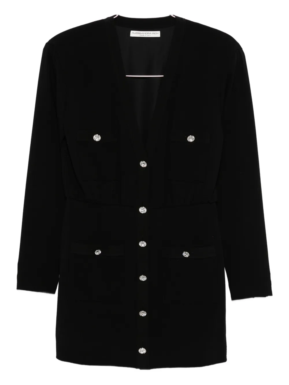 Alessandra Rich Jewel-button Multi-pocket Dress In Black