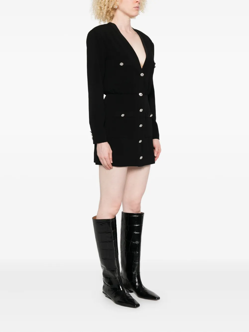 Alessandra Rich jewel-button multi-pocket dress Zwart