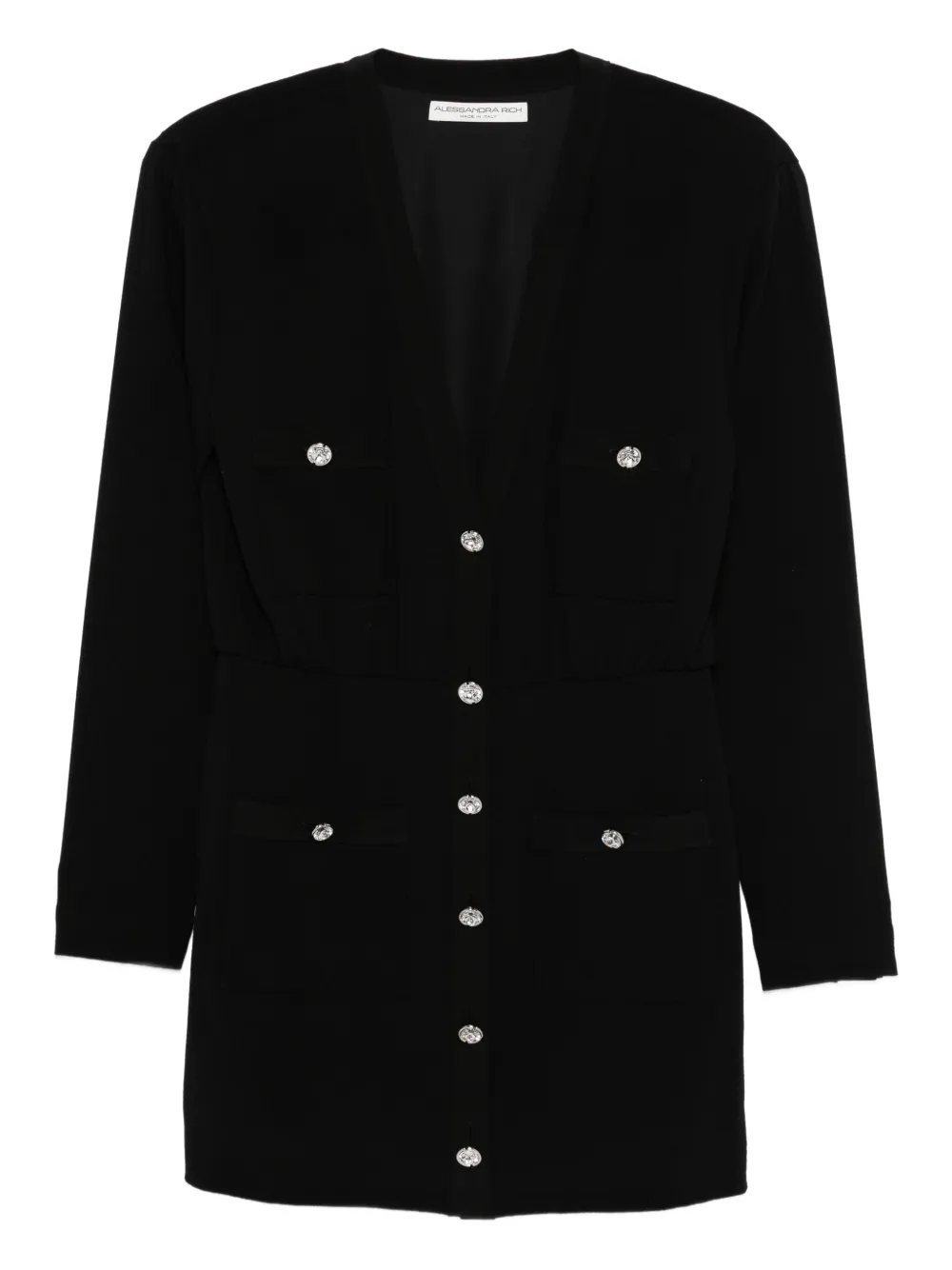 Alessandra Rich jewel-button multi-pocket dress Zwart
