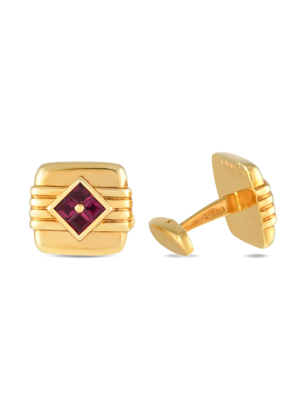 Pre-owned Van Cleef & Arpels  18k Yellow Gold Ruby Cufflinks