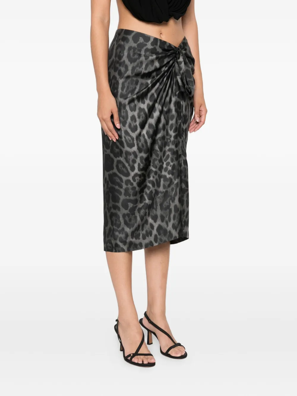 Stella McCartney leopard-print asymmetric skirt Grijs