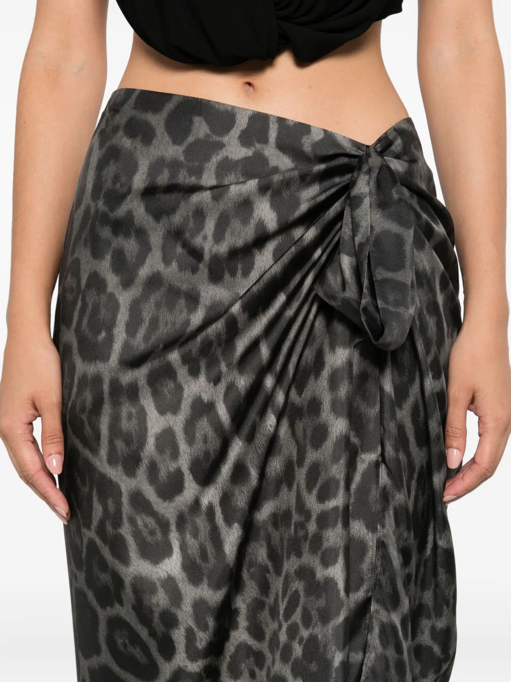 Stella McCartney leopard-print asymmetric skirt Grijs