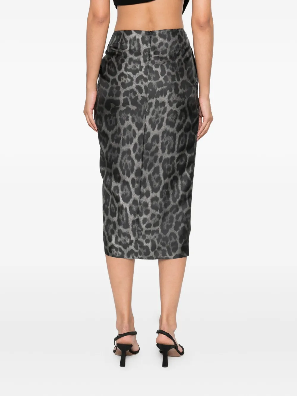 Stella McCartney leopard-print asymmetric skirt Grijs