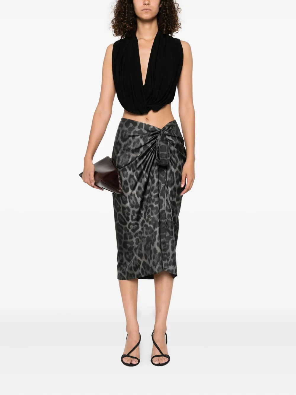 Stella McCartney leopard-print asymmetric skirt Grijs