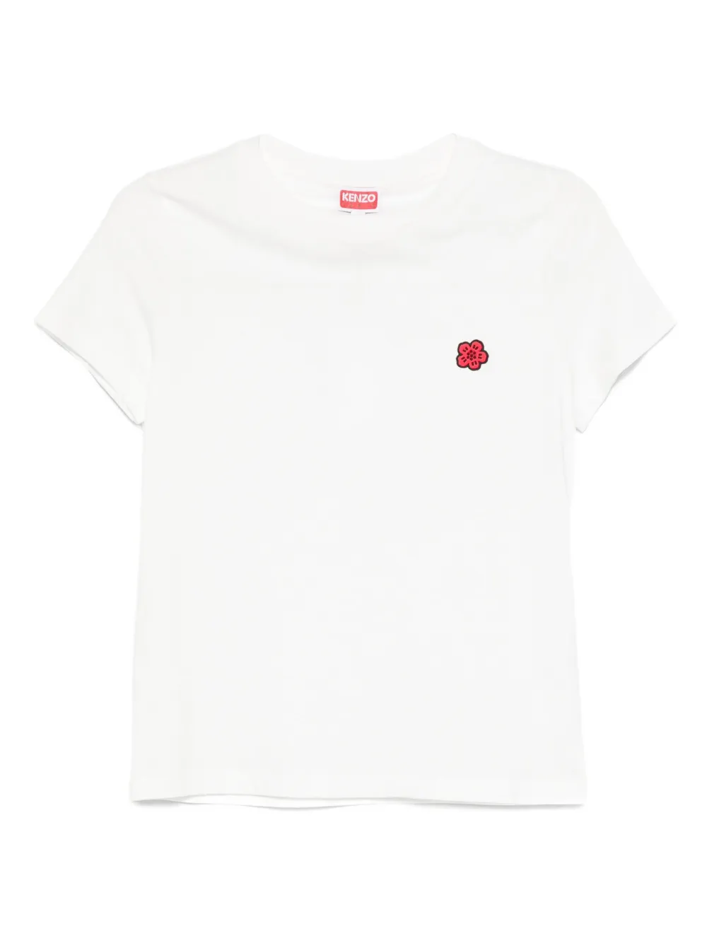 Kenzo flower-embellished cotton T-shirt Wit