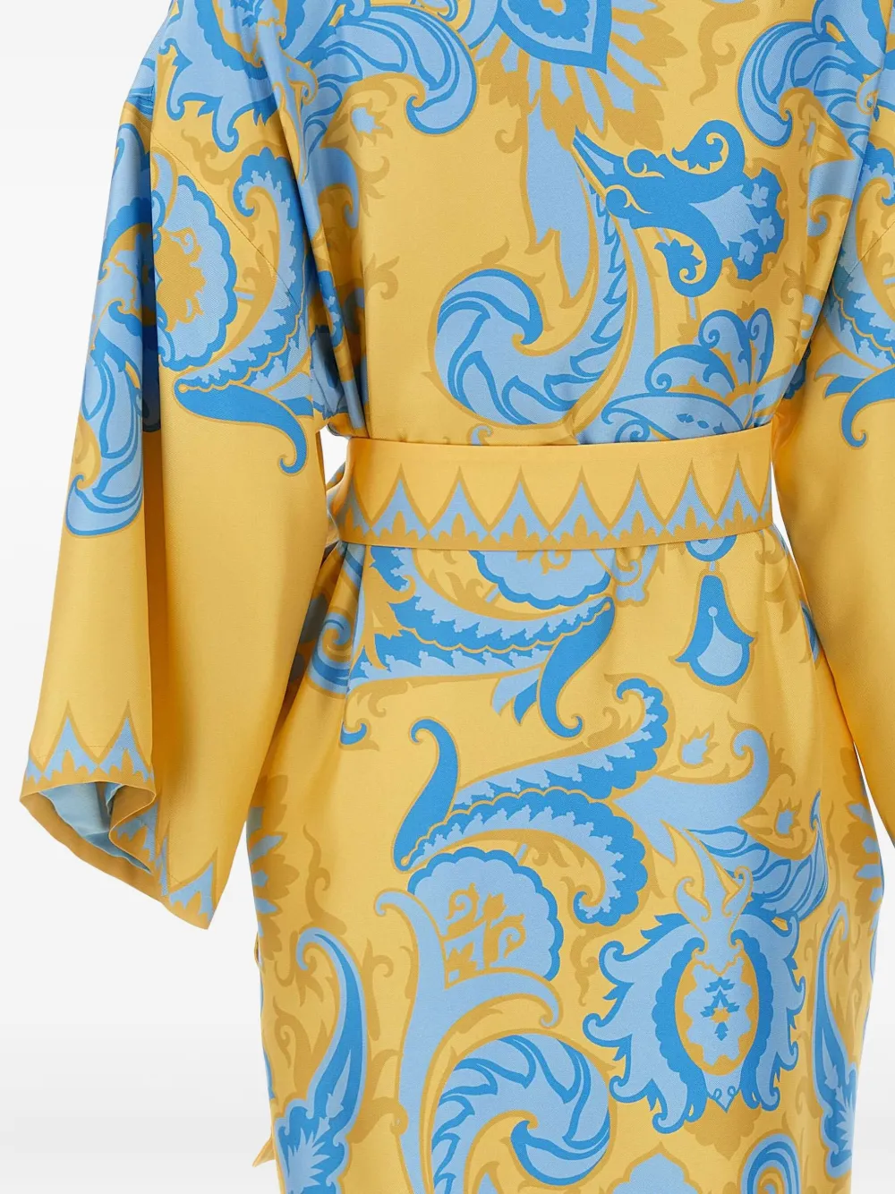 ETRO Badjas met ceintuur en print Geel