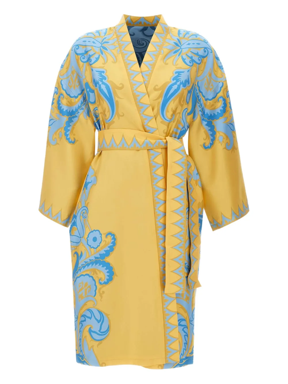 ETRO Badjas met ceintuur en print Geel