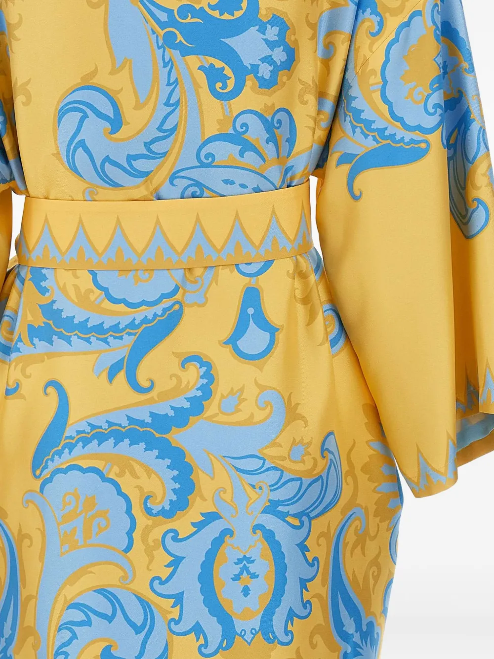 ETRO Badjas met ceintuur en print Geel
