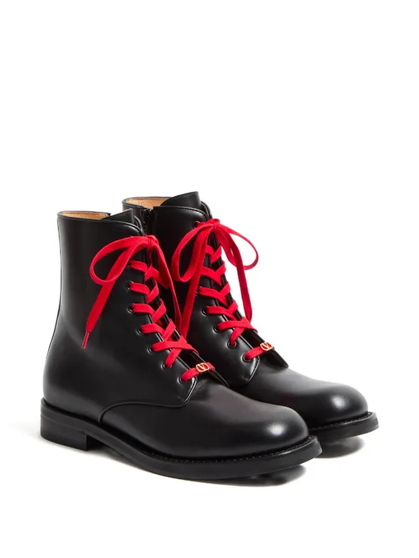 Valentino Garavani レースアップ レザーブーツ | ブラック | FARFETCH JP