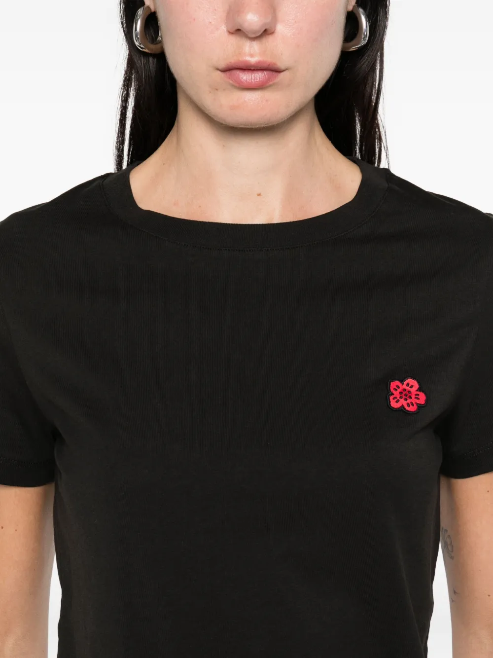 Kenzo T-shirt met geborduurde bloemen Zwart