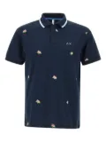 Sun68 floral-embroidered polo shirt - Blue