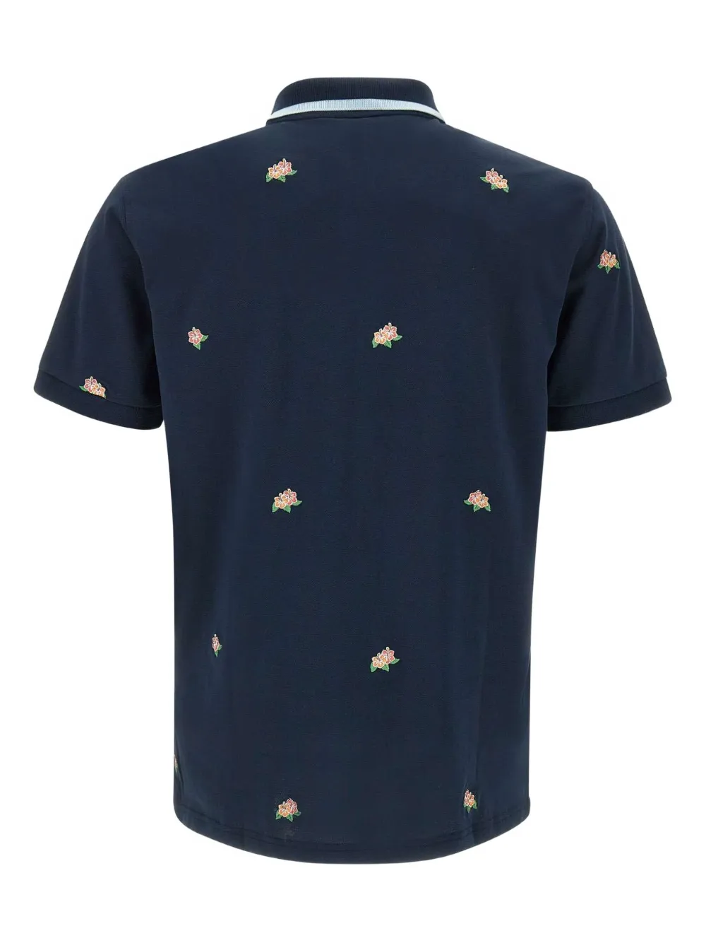 Sun68 Poloshirt met geborduurde bloemen - Blauw