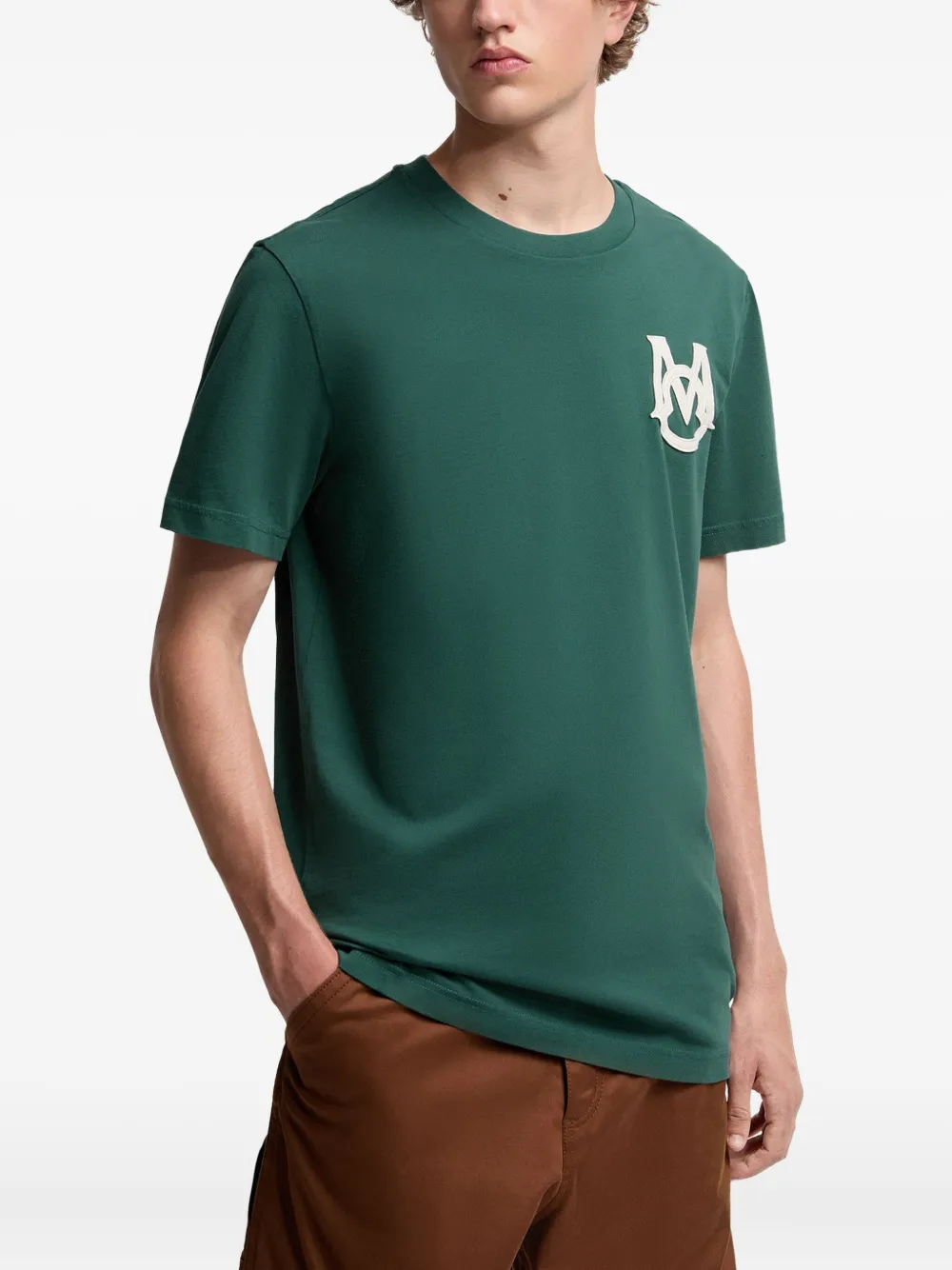 Moncler Round Neck Short Sleeve T-shirt In Green