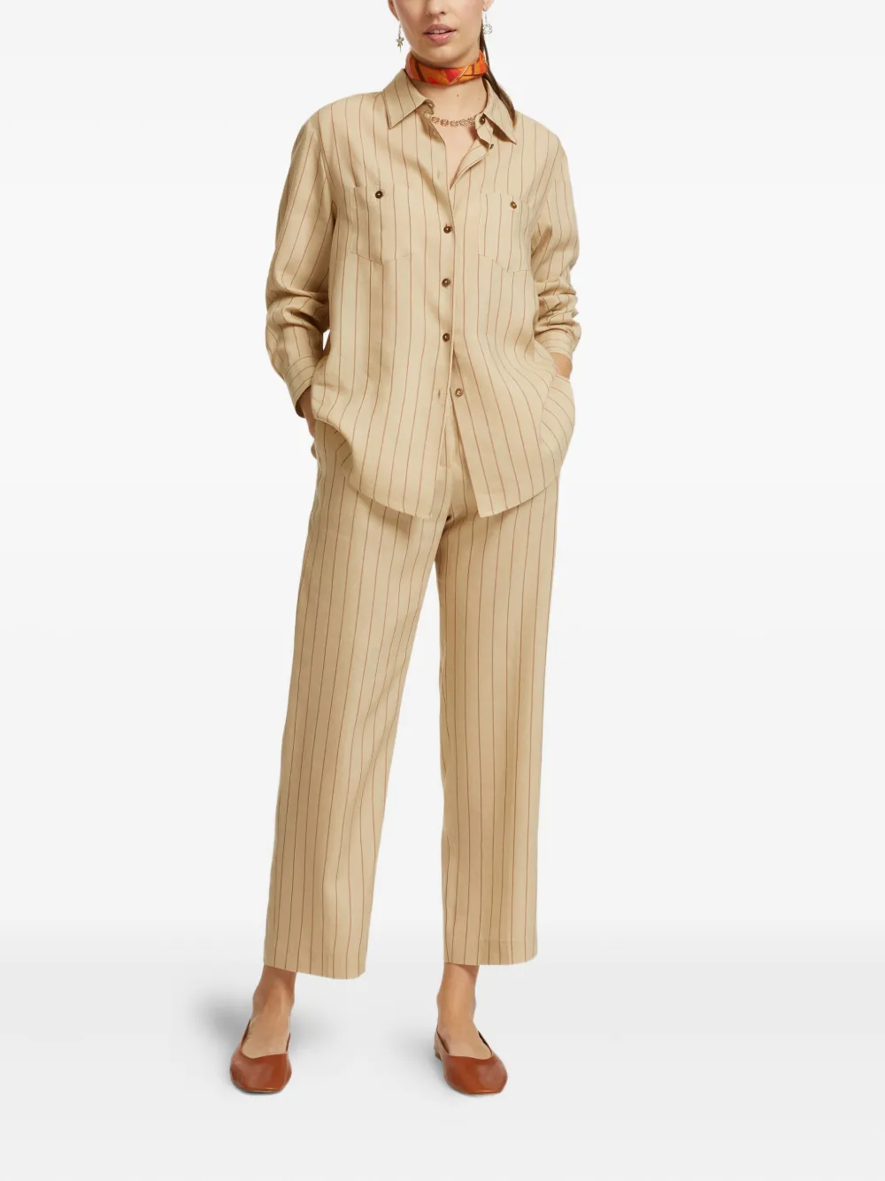 ELENA MIRO` pinstripe trousers - Beige