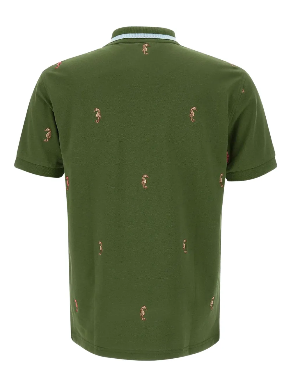 Sun68 Poloshirt met geborduurd zeepaard - Groen