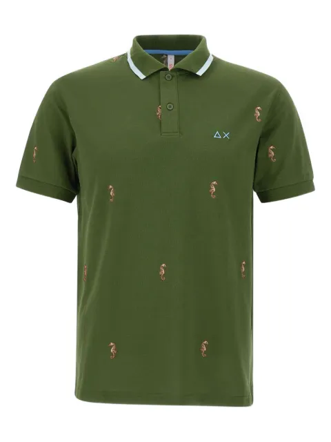 Sun68 seahorse-embroidered polo shirt