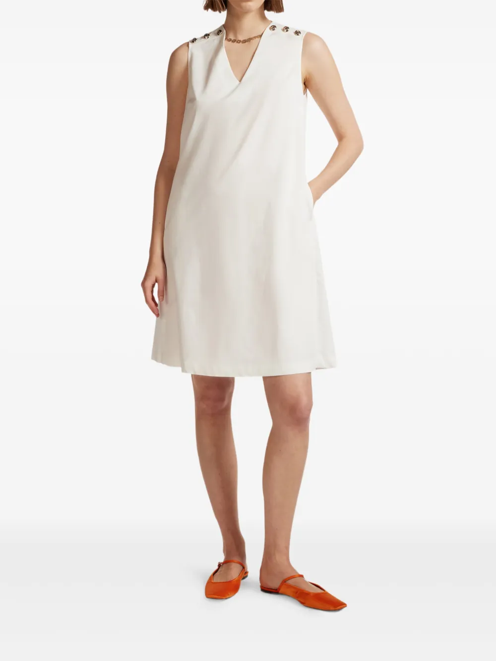 ELENA MIRO` v-neck mini dress - Wit