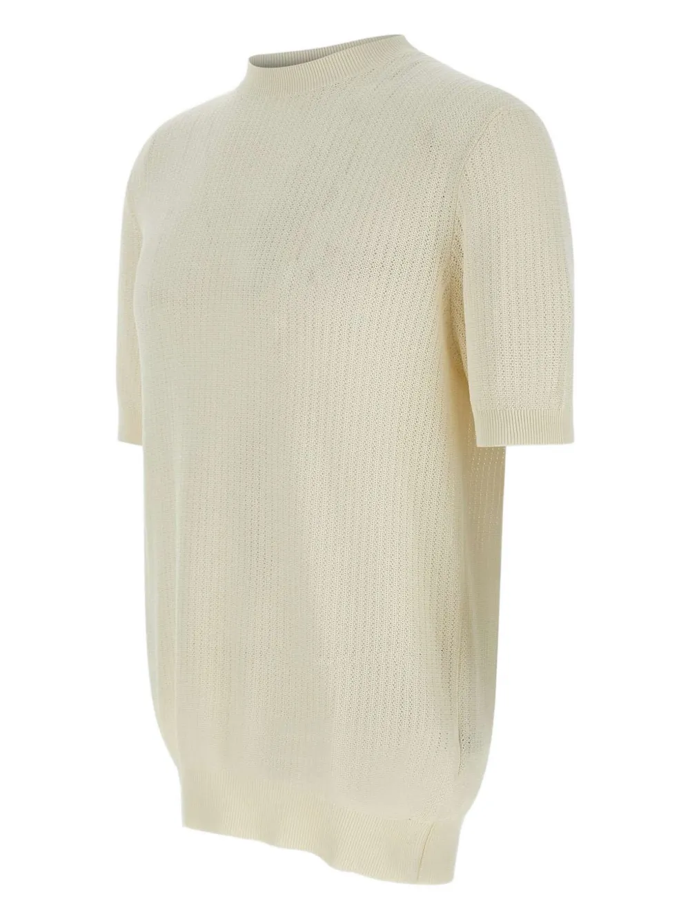 Filippo De Laurentiis Geribbelde top met korte mouwen Beige