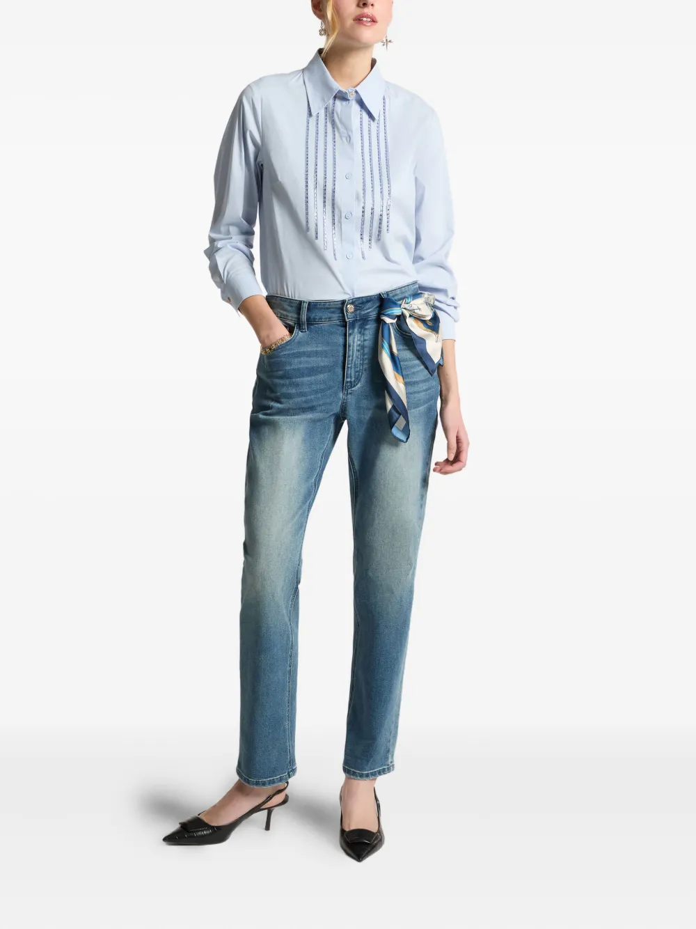 ELENA MIRO` scarf jeans - Blauw