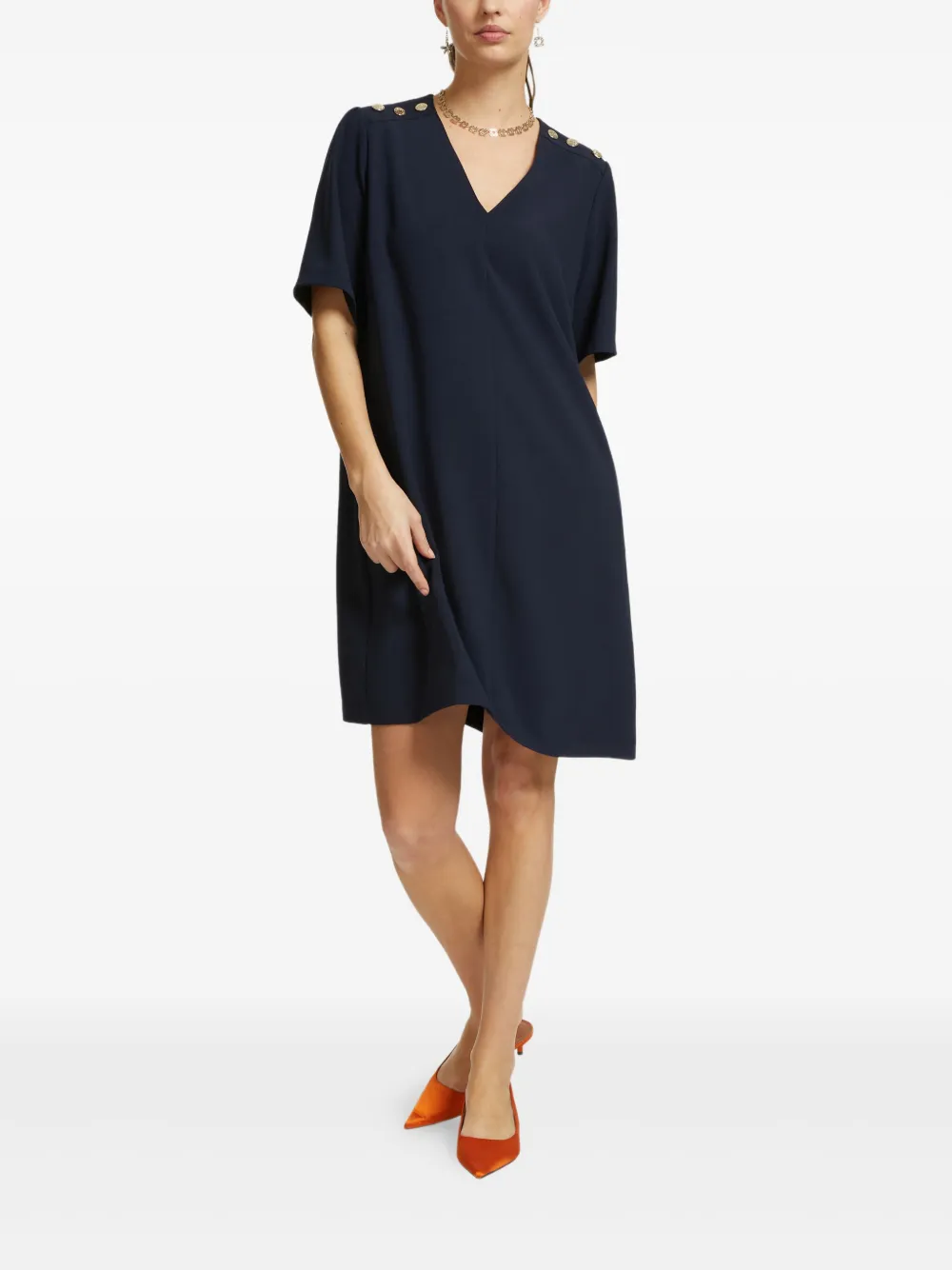 ELENA MIRO` v-neck mini dress - Blauw