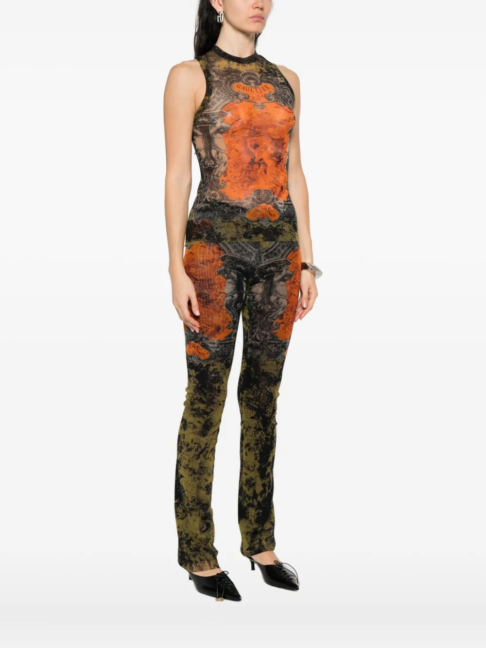 Jean Paul Gaultier printed sleeveless top Zwart