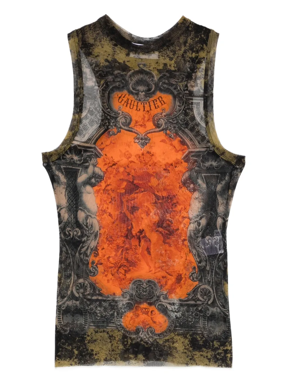 Jean Paul Gaultier printed sleeveless top Zwart