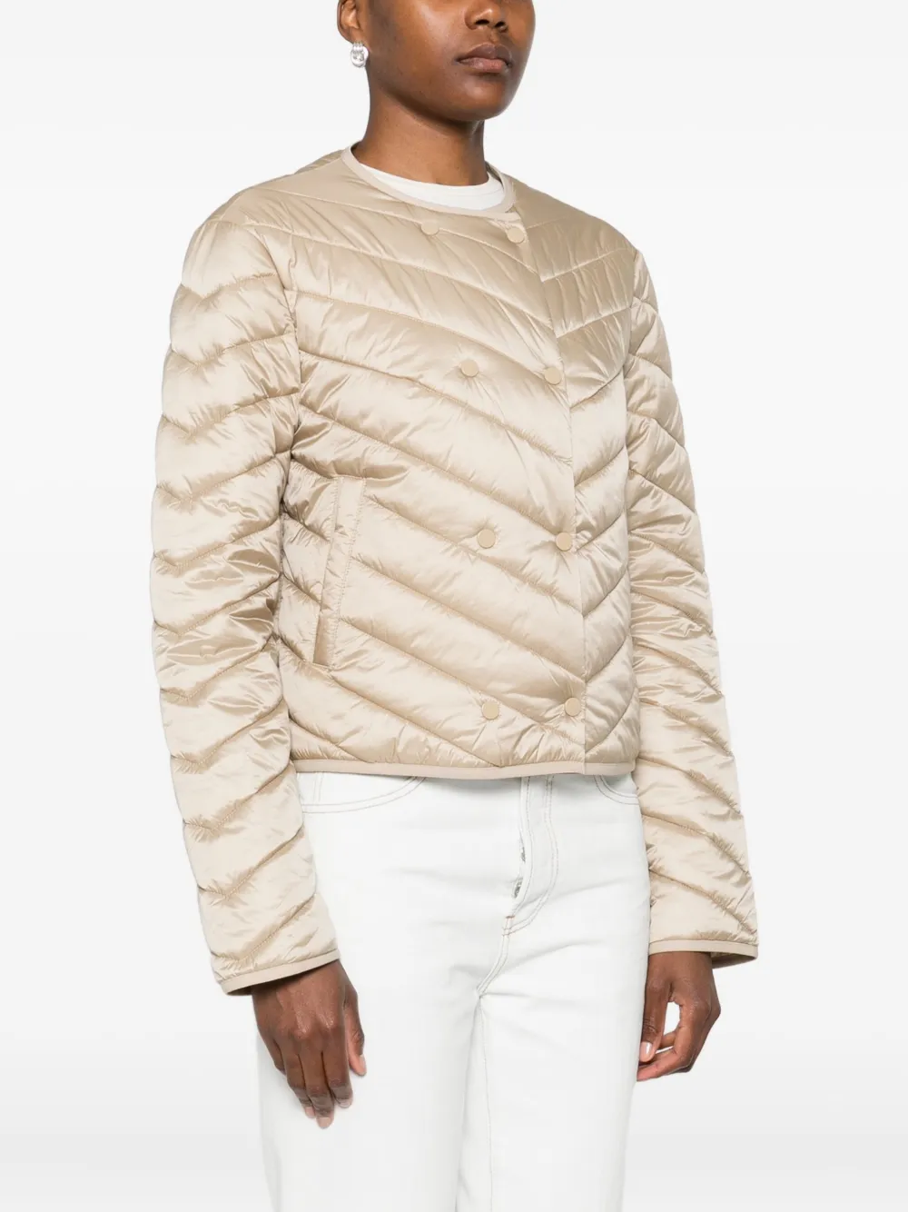 BOSS Pranella gewatteerd jack met chevron streep Beige