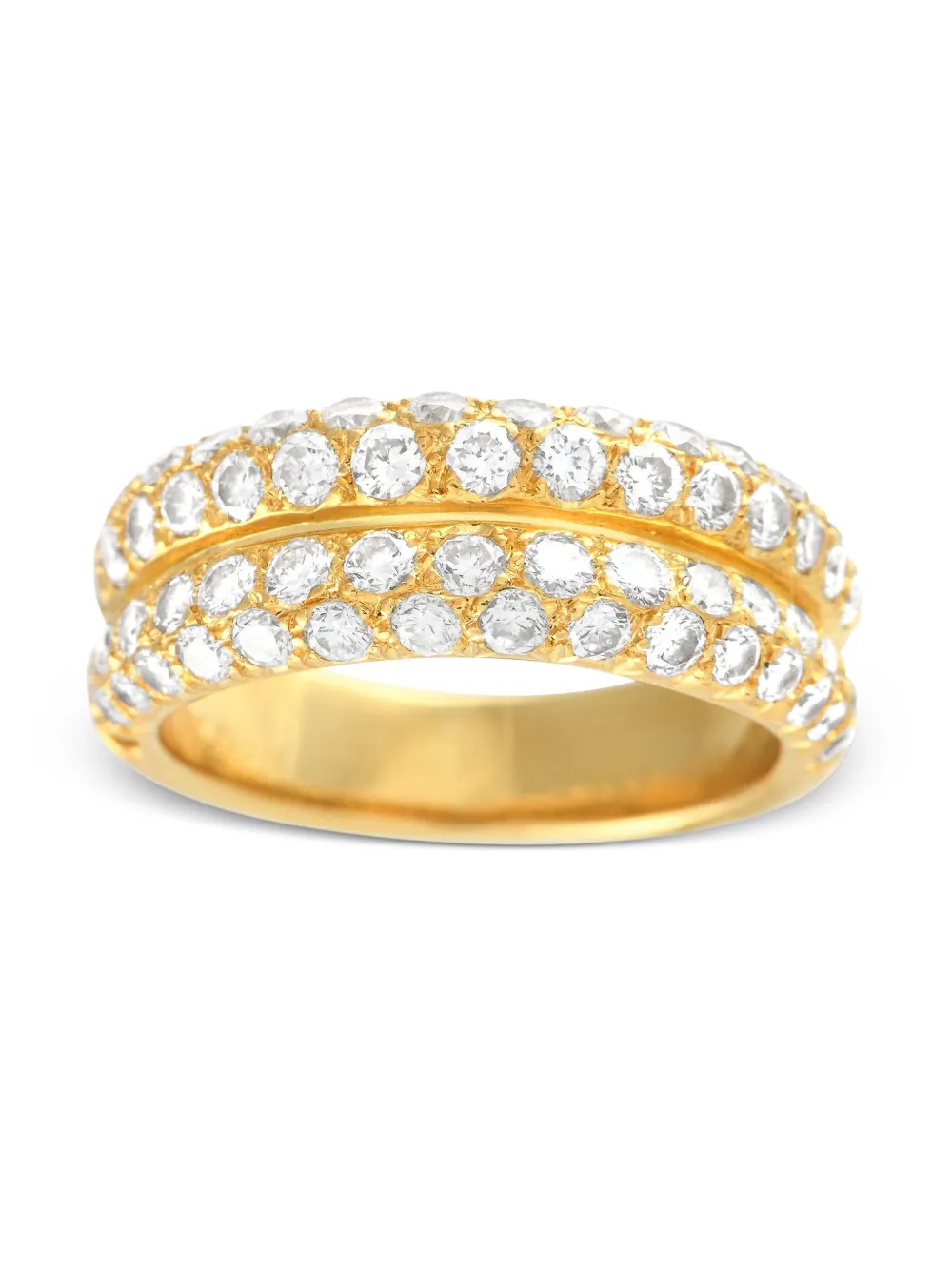 Pre-owned Van Cleef & Arpels 18k Yellow Gold Half Eternity Diamond Ring