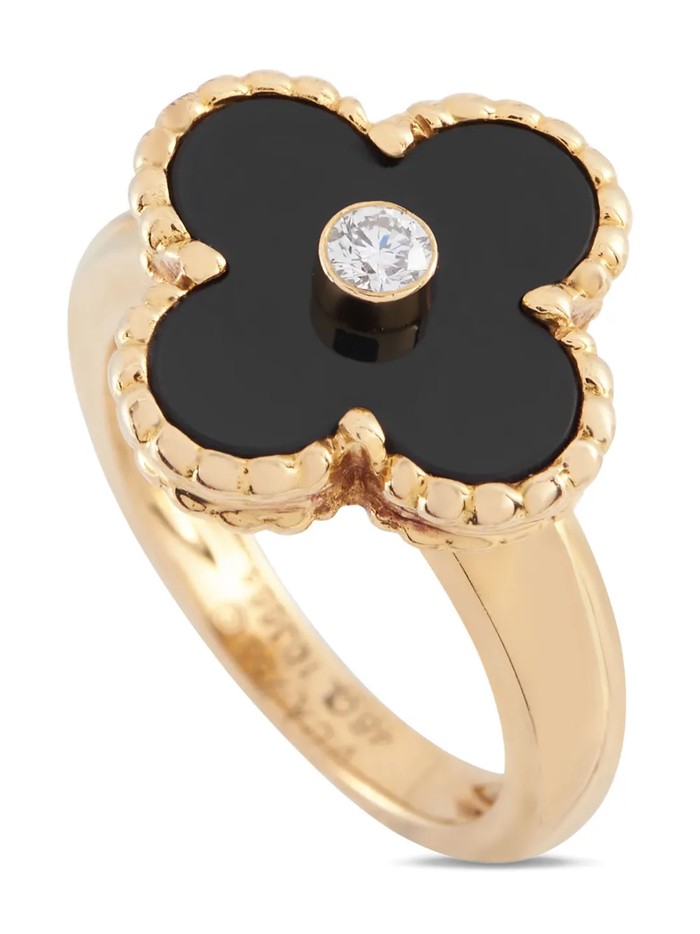 Van Cleef & Arpels プレオウンド Alhambra ダイヤモンド リング 18Kイエローゴールド - ゴールドトーン Van Cleef & Arpels プレオウンド Alhambra ダイヤモンド リング 18Kイエローゴールド - ゴールドトーン
