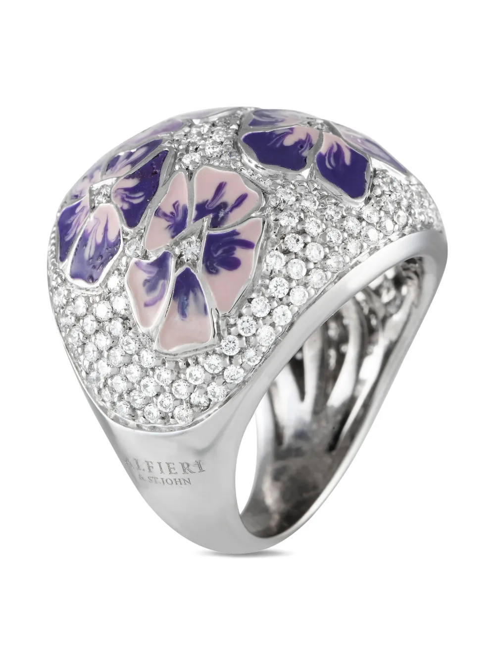 Alfieri pre-owned 18K white gold Flower diamond ring | White | Image 1
