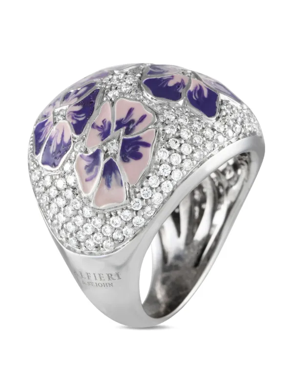 Alfieri pre-owned 18K White Gold Flower Diamond Ring White