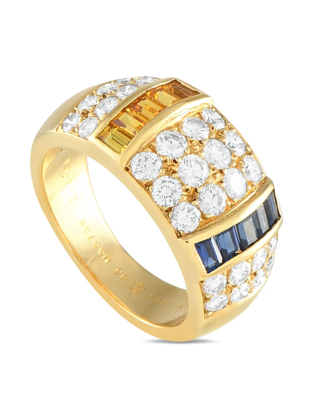 Van Cleef & Arpels プレオウンド ダイヤモンド&サファイア リング 18Kイエローゴールド - ゴールドトーン Van Cleef & Arpels プレオウンド ダイヤモンド&サファイア リング 18Kイエローゴールド - ゴールドトーン